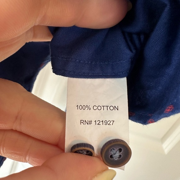 Johnnie-O Men’s Blue w/Red Geometric Pattern Cotton Long Sleeve Button Down - Picture 7 of 10